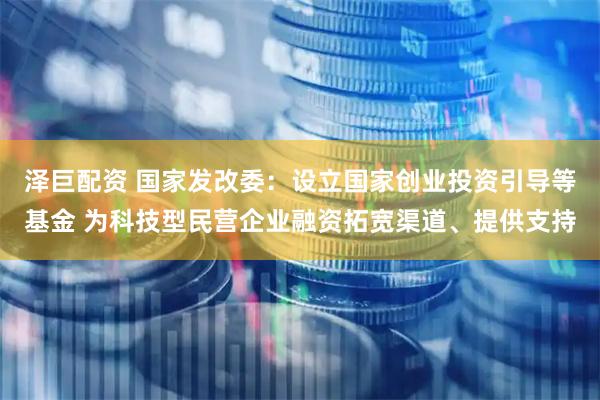 泽巨配资 国家发改委：设立国家创业投资引导等基金 为科技型民营企业融资拓宽渠道、提供支持