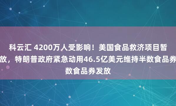科云汇 4200万人受影响！美国食品救济项目暂停发放，特朗普政府紧急动用46.5亿美元维持半数食品券发放