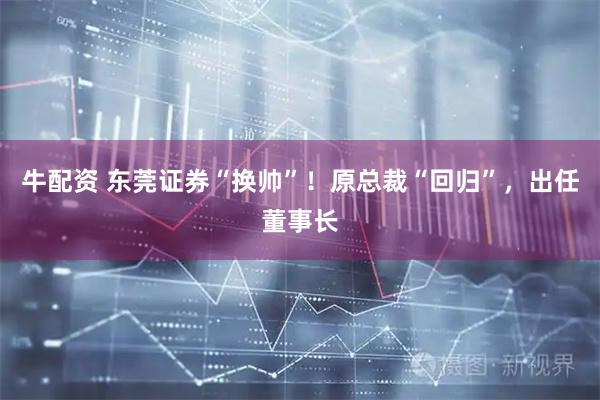 牛配资 东莞证券“换帅”！原总裁“回归”，出任董事长